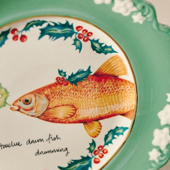 NWT Anthropologie Lou Rota 12 Days Christmas Drummers Dessert Plate - Picture 2 of 3